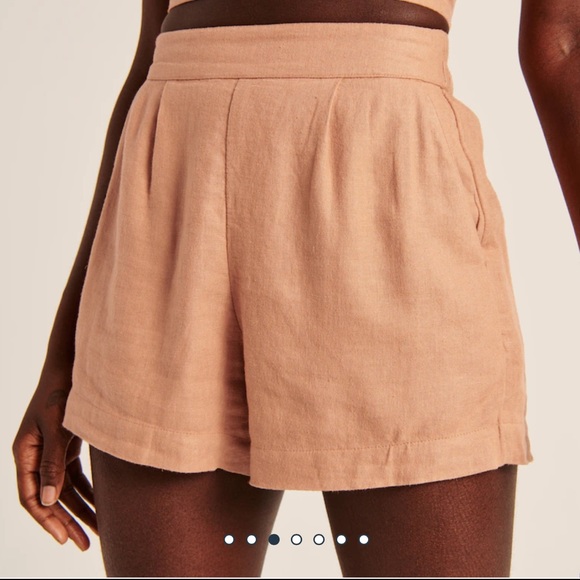 Abercrombie Linen-Blend Pull On Shorts Light Orange - Picture 1 of 5